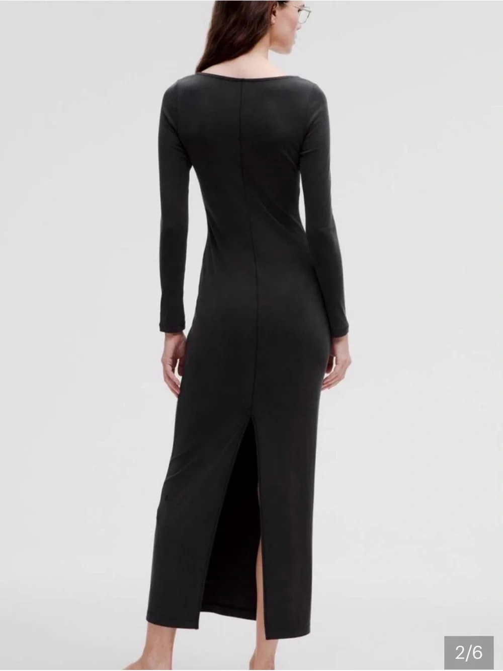 lululemon Drapey Softstreme Black Long-Sleeve Scoop Neck Maxi Dress & free tote